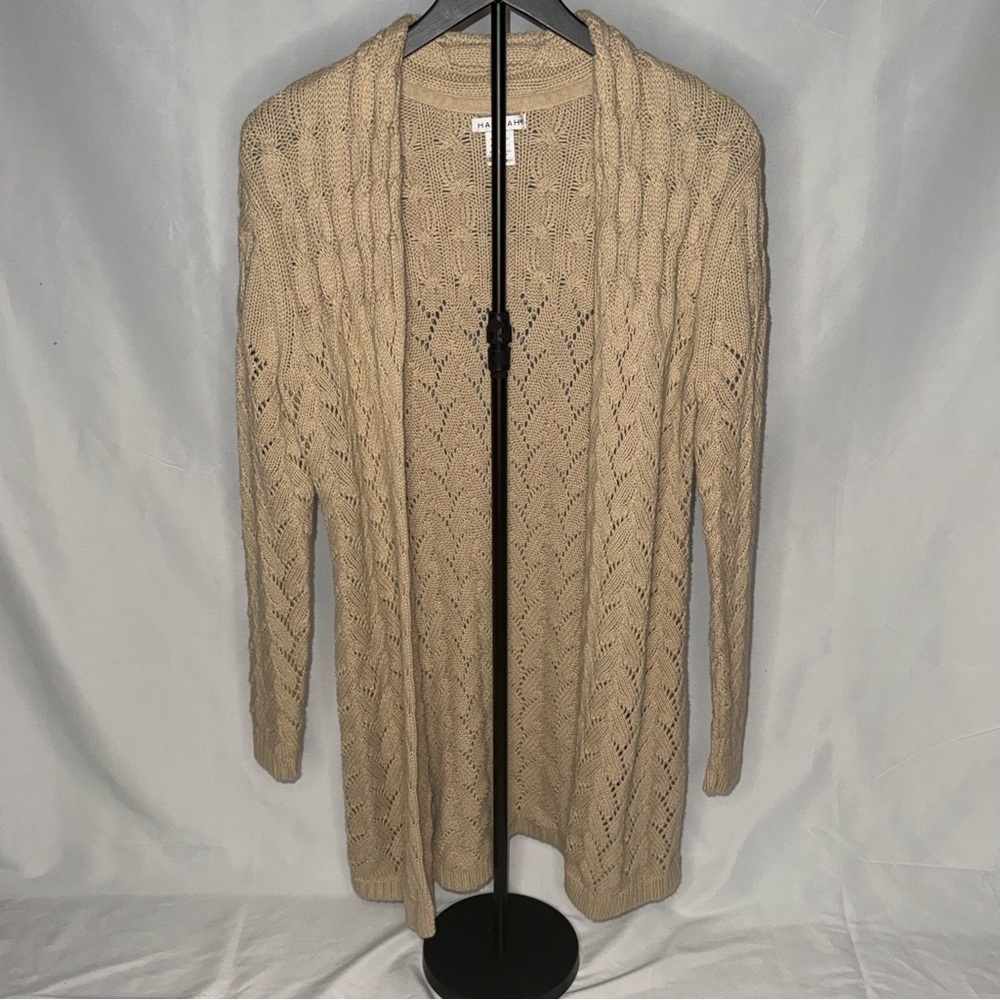 HANNAH Tan Cardigan Sweater Size Small EUC | Neutral Lightweight Layering Knit